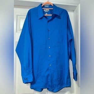 Van Heusen Mens Classic Fit & Satin Stripe Blue Button Down Dress Shirt